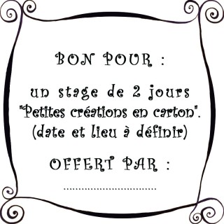 Bon pour un stage "Petites créations en cartons"