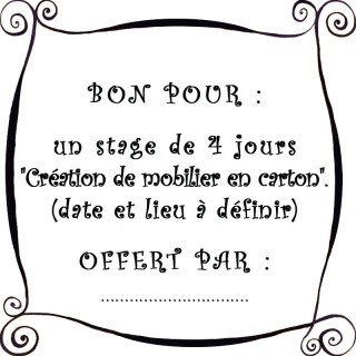 Bon pour un stage "Création de mobilier en carton"