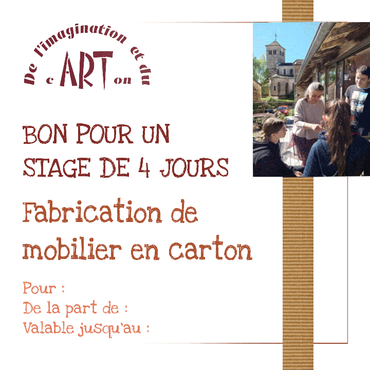 Bon pour un stage "Création de mobilier en carton"